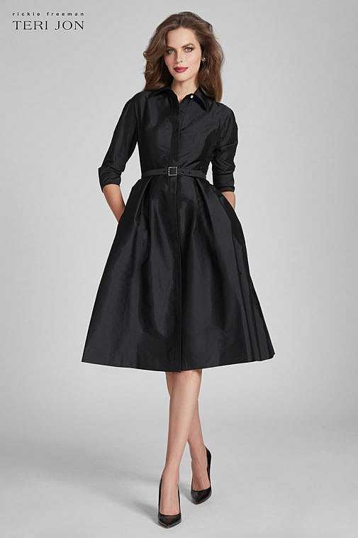 Two Tone Taffeta Shirt Dress